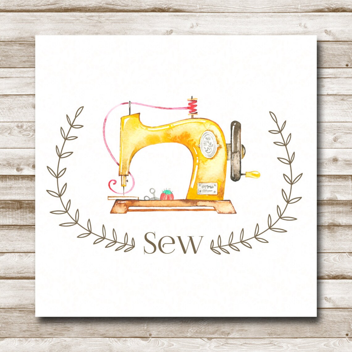 Sew Square Watercolor Craft Room Quote Art Print - Image 4