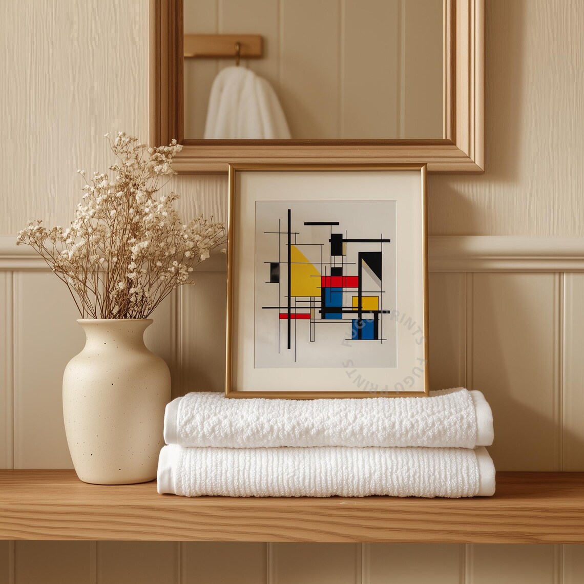 De Stijl Primary Color Geometric Black Lines Mondrian Wall Art - Image 3