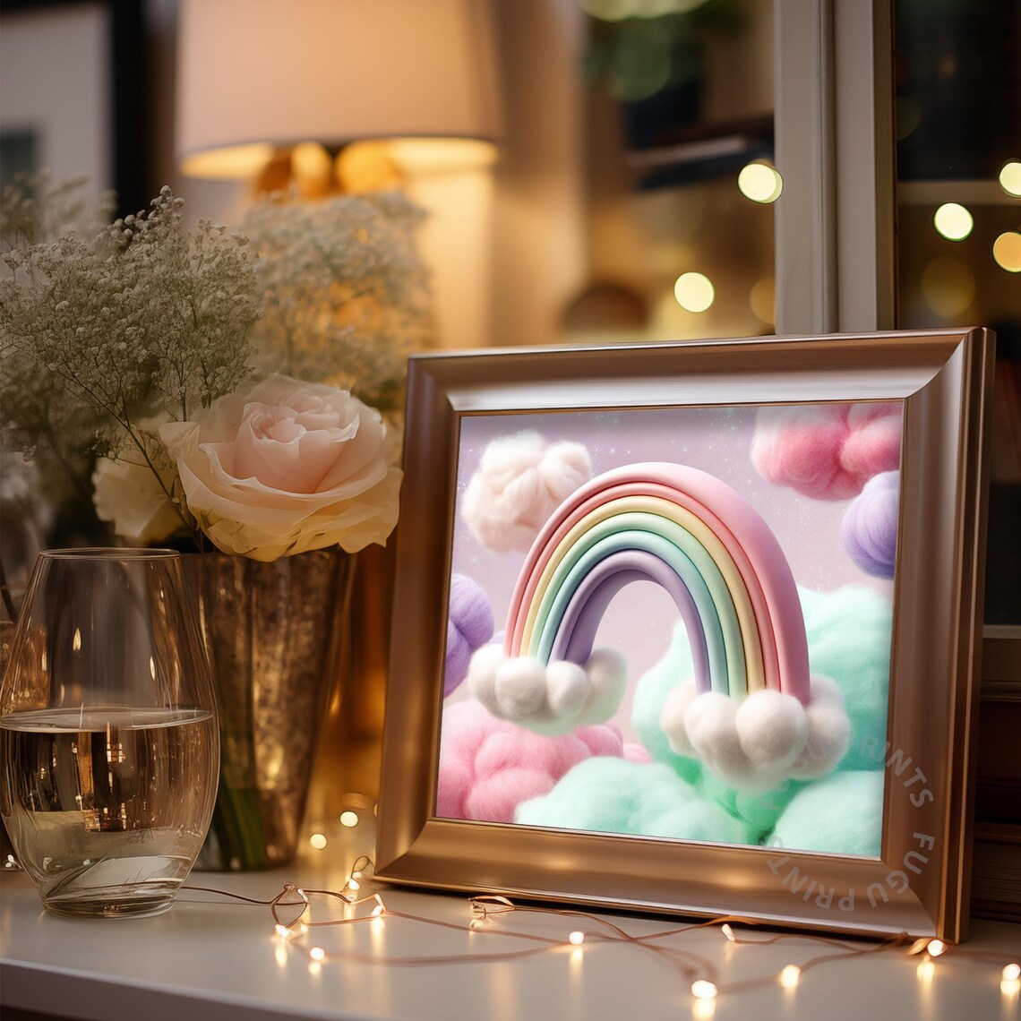 Pastel Rainbow Wall Art Whimsical Cloud Nursery Decor 390 - Image 3