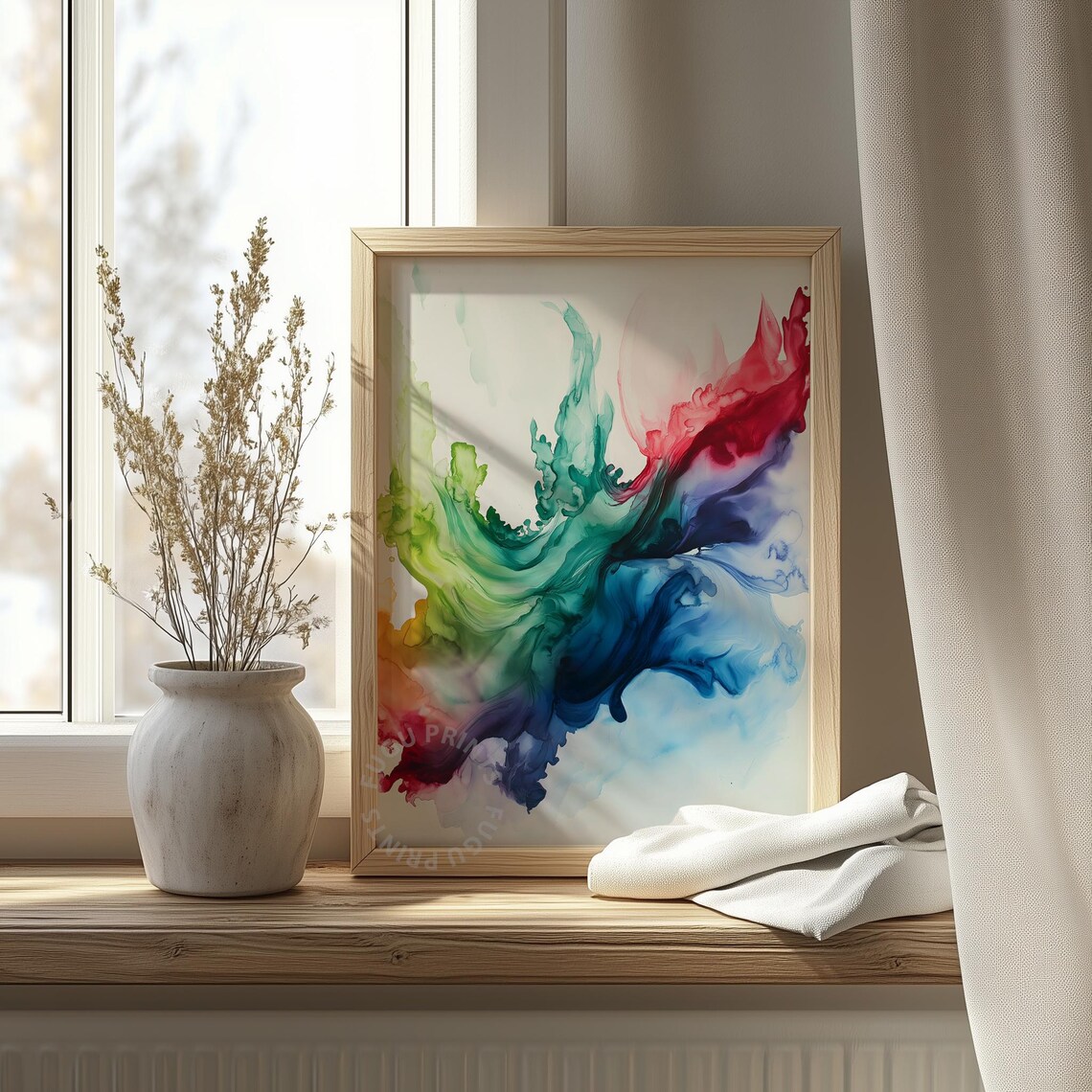 Rainbow Abstract Art Print Fluid Art Modern Home Decor Colorful Wall Art Alcohol Ink Large Format 173 - Image 4
