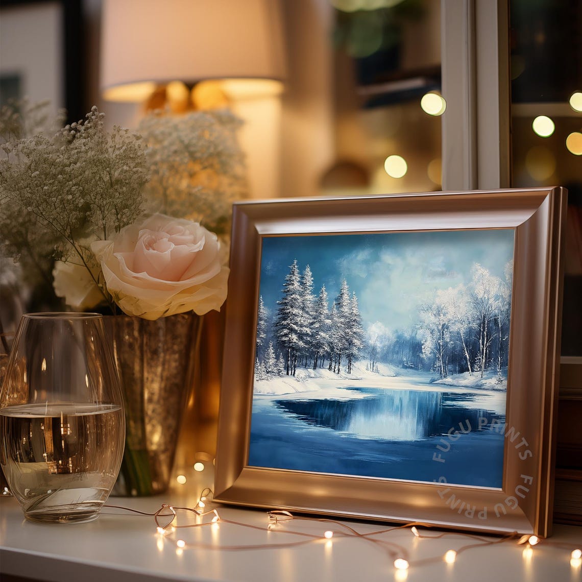 Winter Lake Print Snowy Landscape Art Scandinavian Decor Wall Art 129 - Image 3