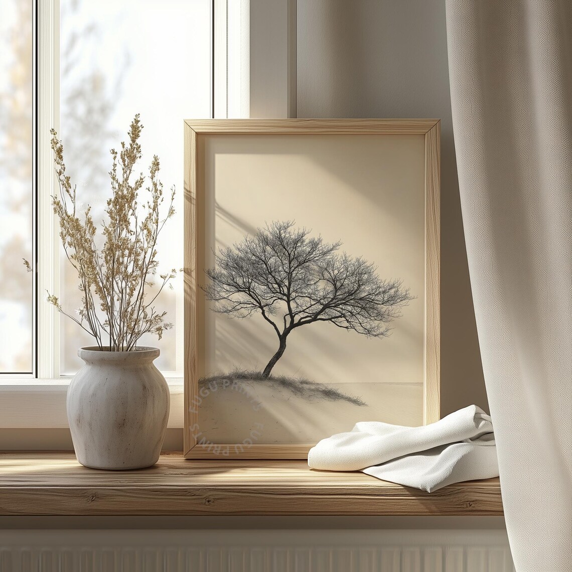Bare Tree Print, Minimalist Sand Dune Decor - Image 4