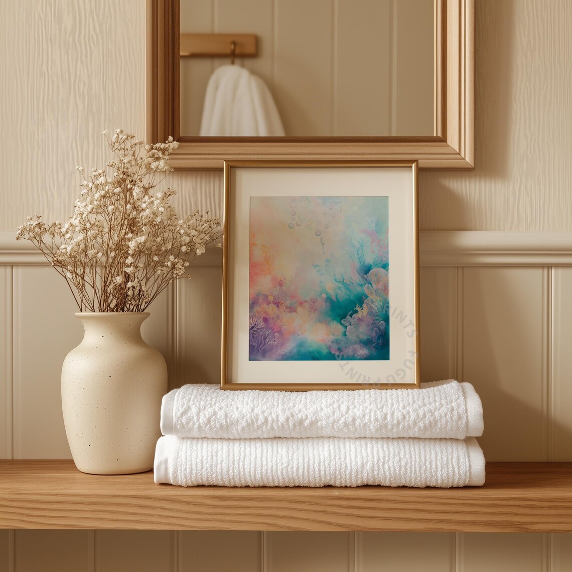 Pastel Underwater Abstract Coral Reef Art Print - Image 3