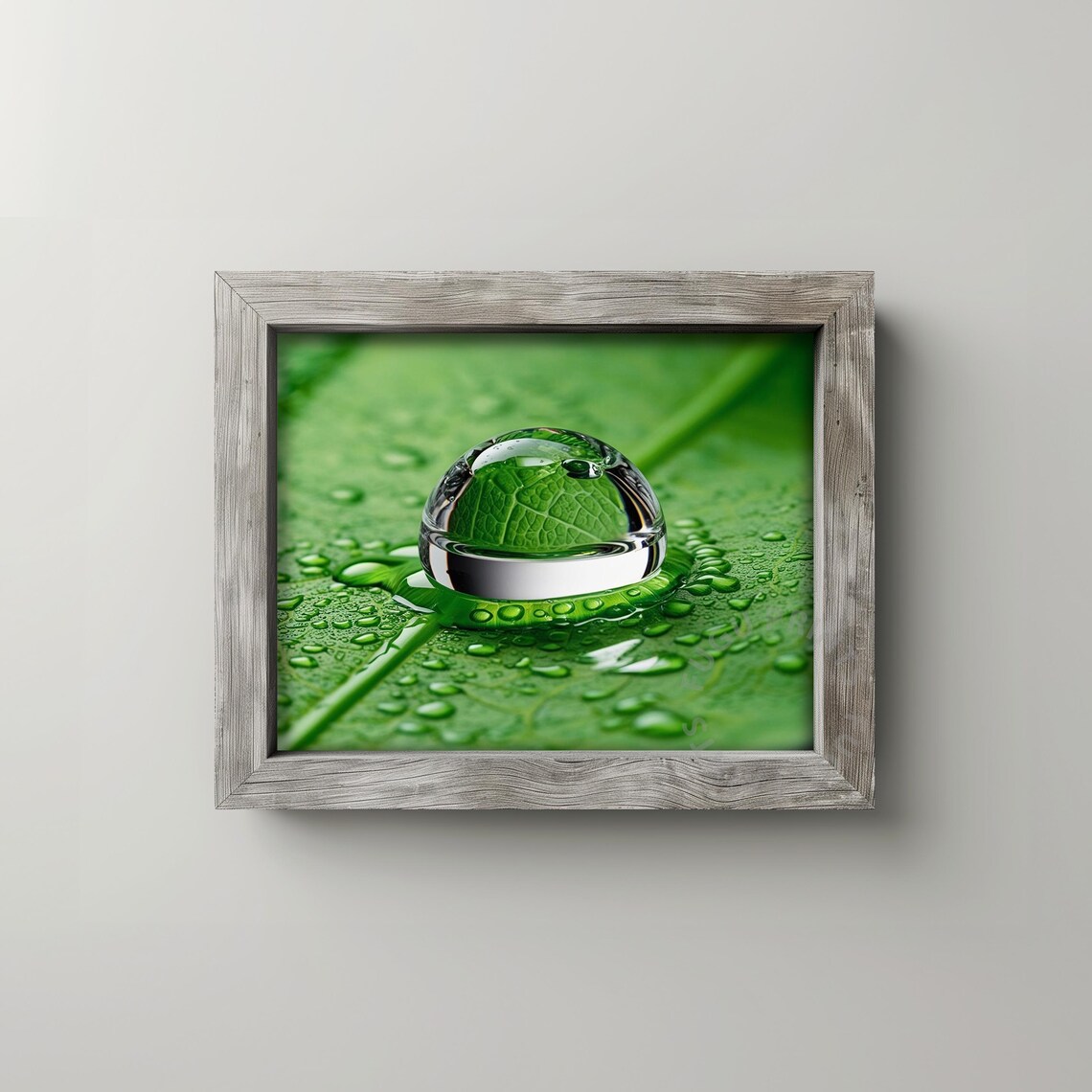 Green Leaf Ring Art, Modern Nature Decor - Image 2