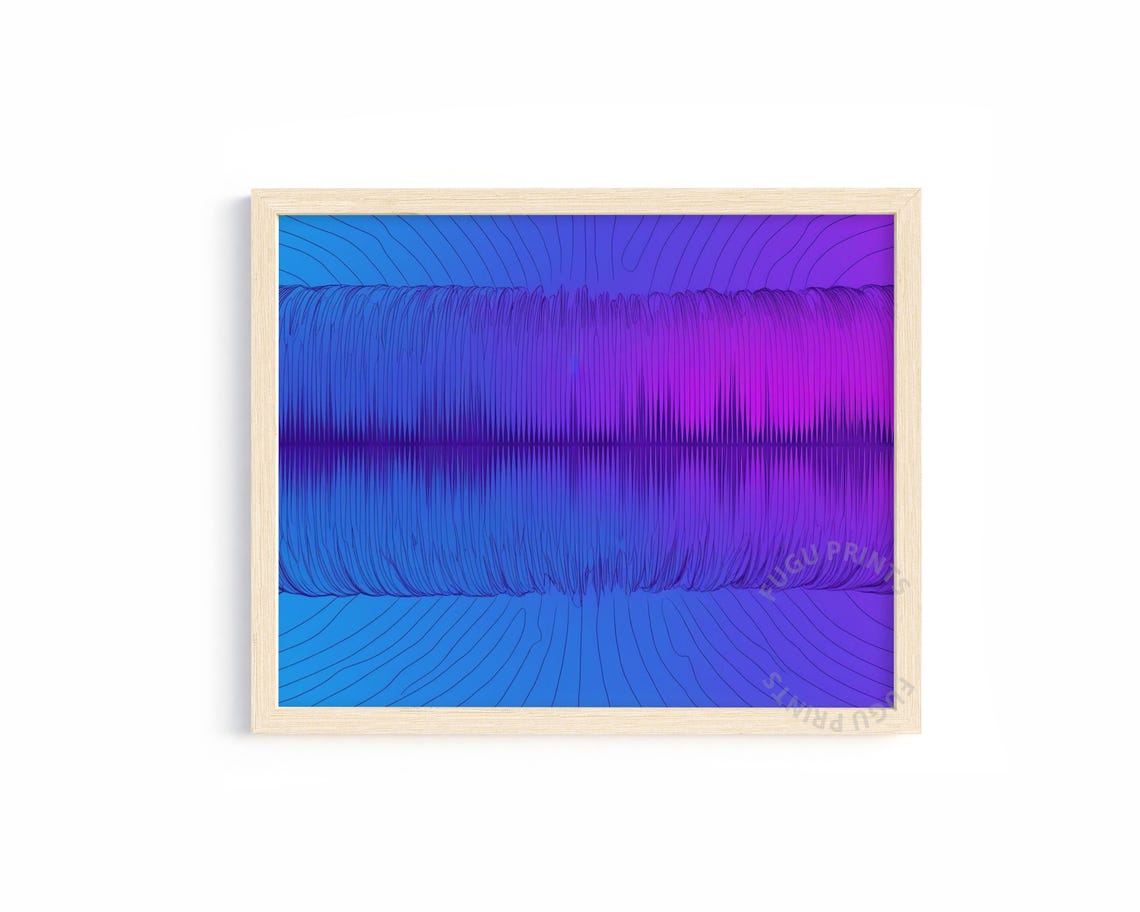 Abstract Waterfall Print Blue Purple Line Art Minimalist Wall Decor 338