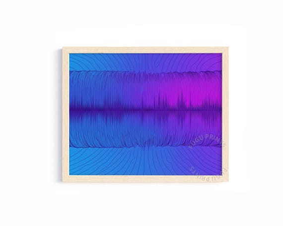 Abstract Waterfall Print Blue Purple Line Art Minimalist Wall Decor 338
