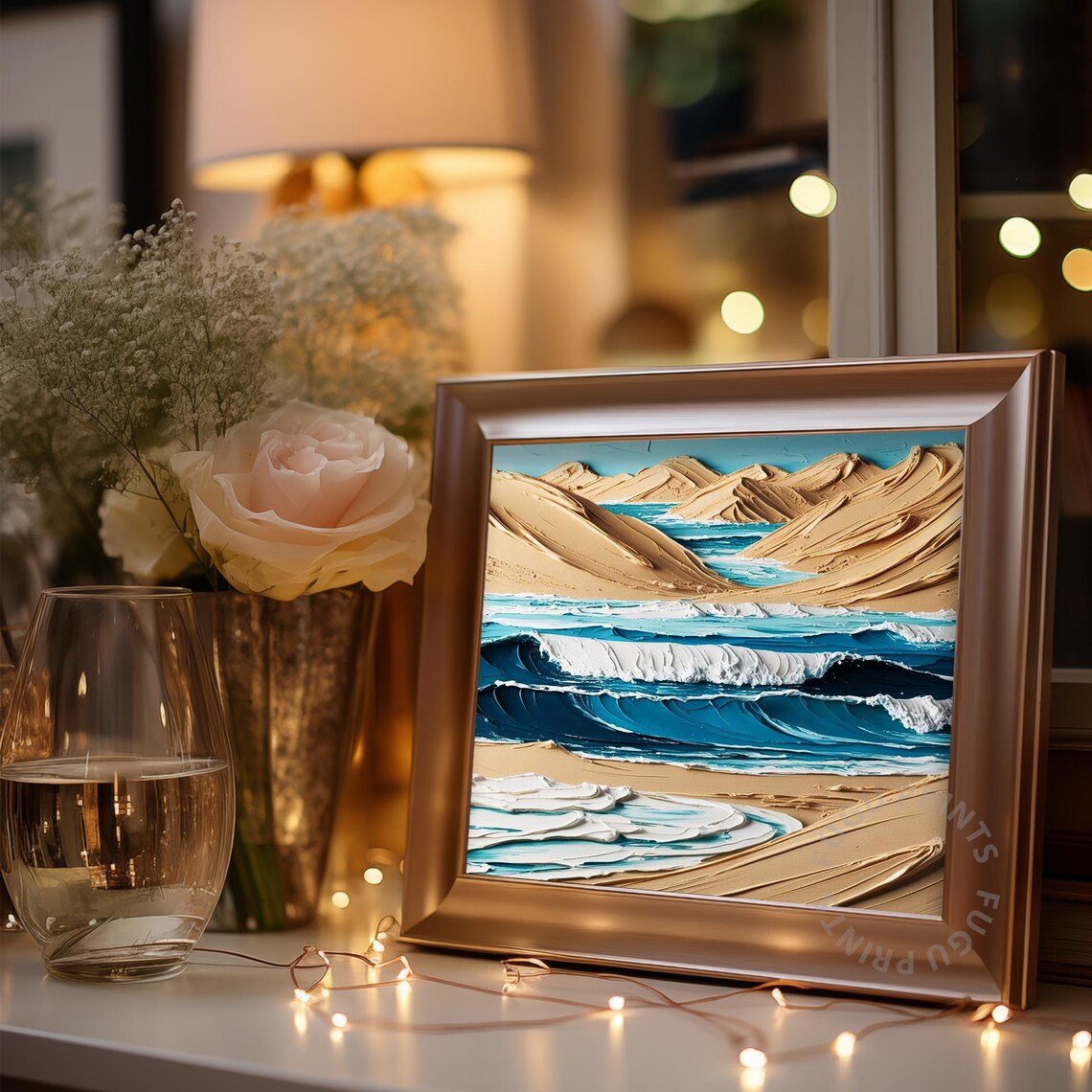 Coastal Impasto Beach Wave Seascape, Modern Decor - Image 3