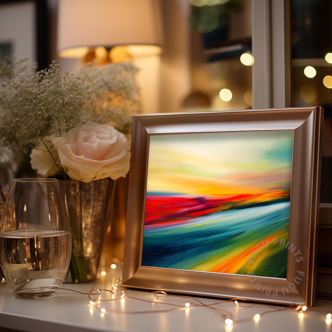 Abstract Landscape, Colorful Horizon Modern Wall Art - Image 3