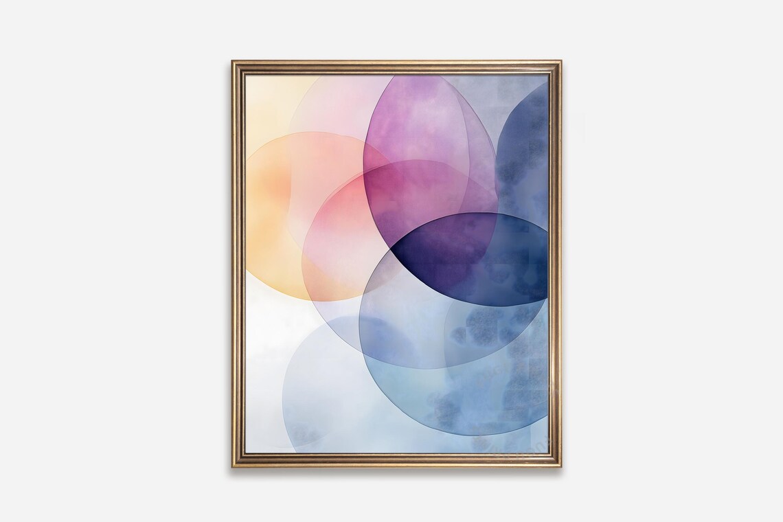 Abstract Circles, Pastel Minimalist Art Print