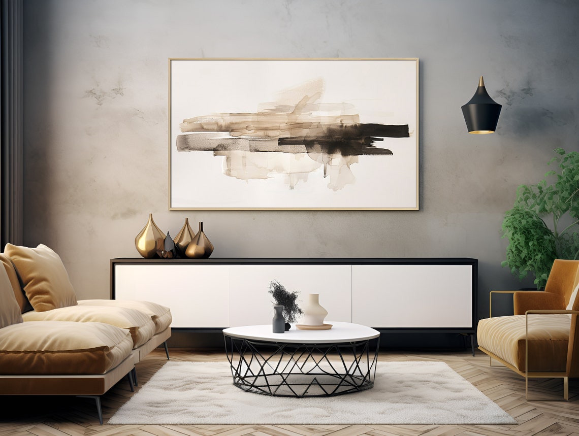 Minimalistic Frame Tv Art Contemporary Wall Dcor Modern Muted Neutral Colours Wall Art Abstract Frame Tv Art - Image 2