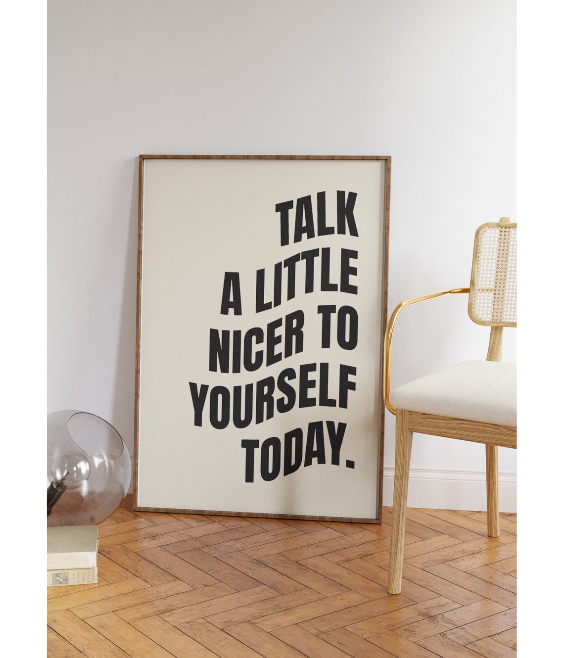 Talk A Little Nicer To Yourself Today Bold Wavy Type Quote Poster - Image 3
