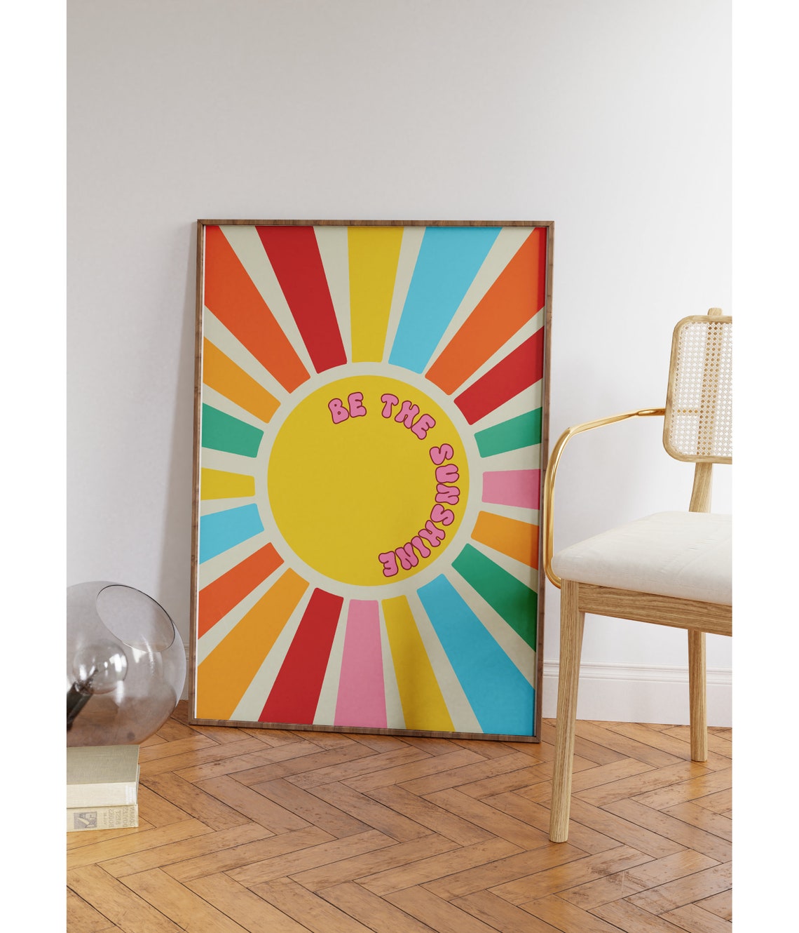 Be The Sunshine Retro Sunburst Rainbow Rays Graphic Wall Poster - Image 3