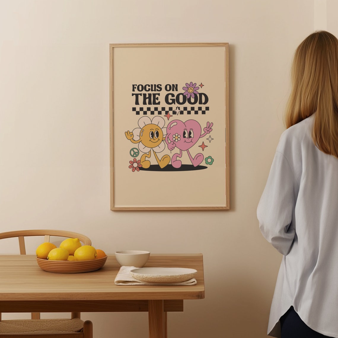 Cute Retro Wall Art Focus On The Good Quote Wall Print Wall Decor Art Retro Poster Housewarming Gift - Image 2