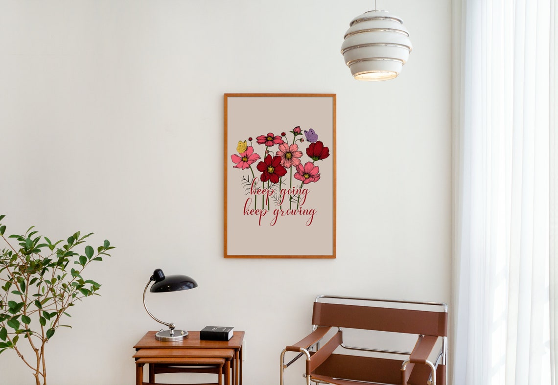 Keep Going Keep Growing Wildflower Floral Script Inspirational Poster - Image 2