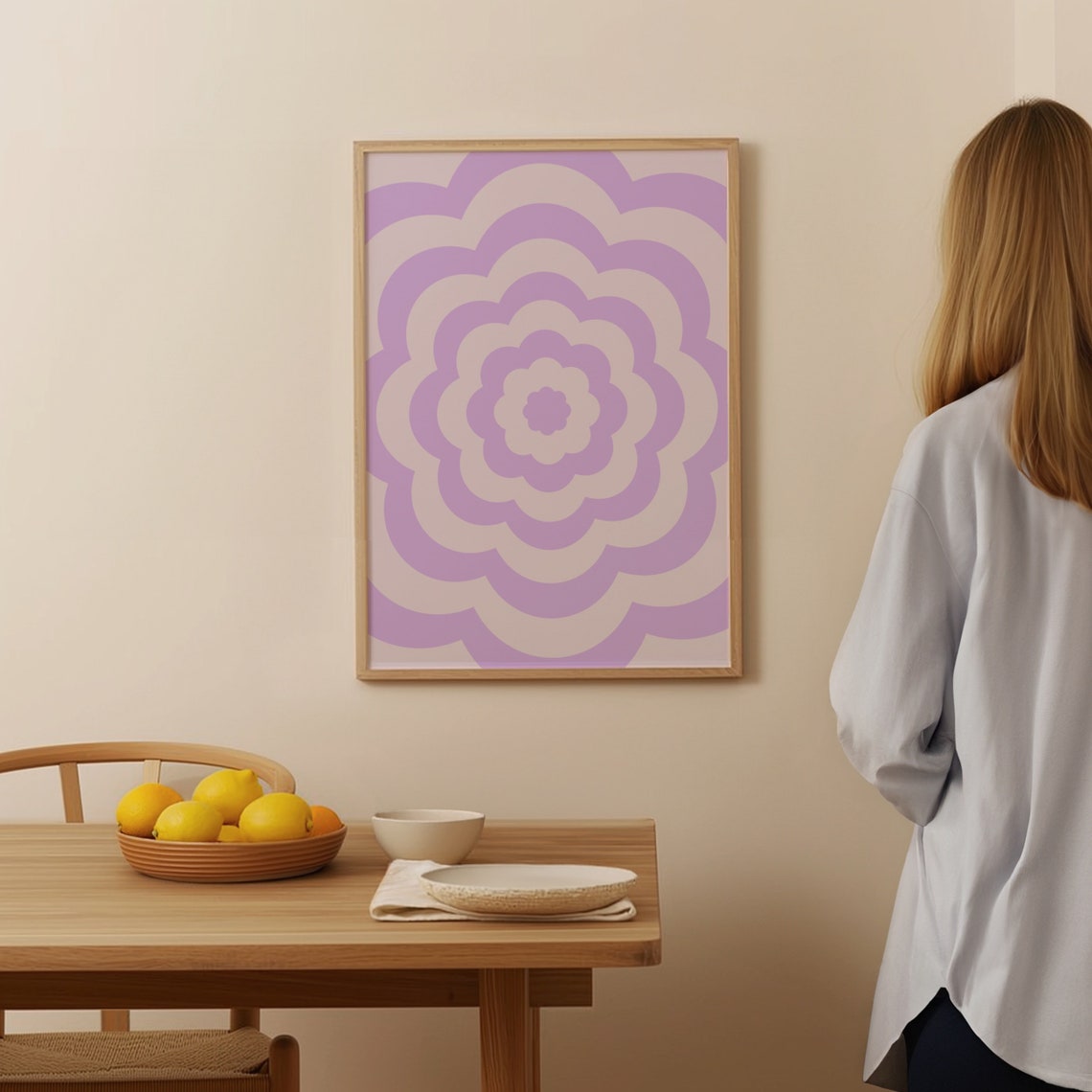 Lavender Purple Scalloped Flower Retro Abstract Minimal Wall Poster - Image 4