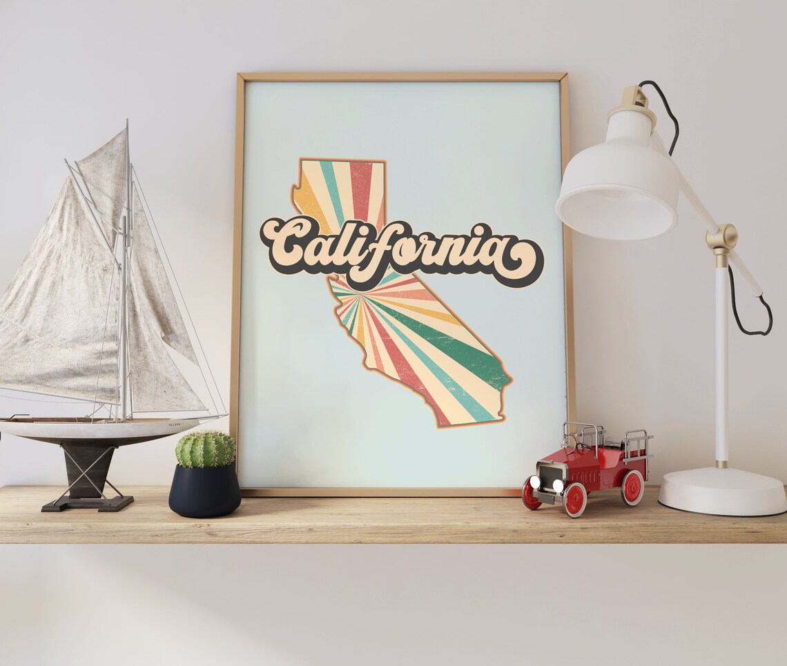 Retro California Map Print, Vintage Travel Poster - Image 4