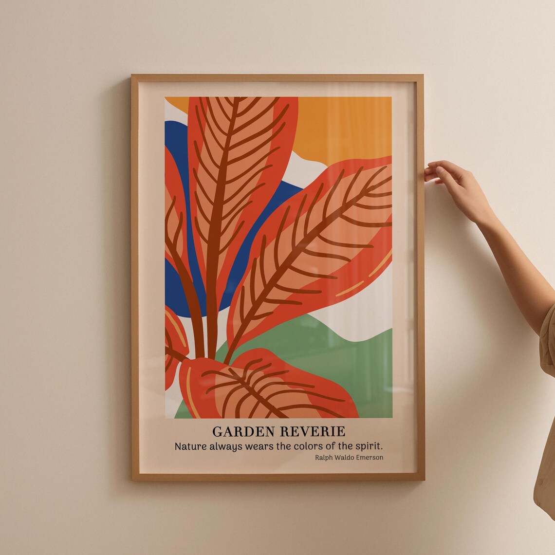 Garden Reverie Ralph Waldo Emerson Nature Quote Leaf Art Poster