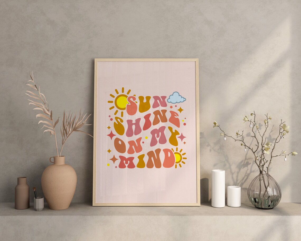 Retro Groovy Print Sunshine Print Cute Print Wall Art Print Retro Wall Decor Retro Poster Wall Art - Image 2