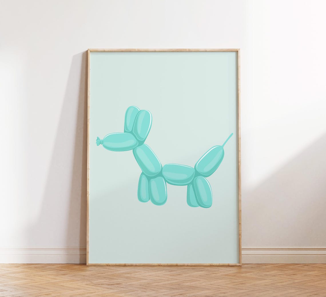Mint Green Balloon Dog Modern Minimalist Preppy Cute Decor Poster - Image 3