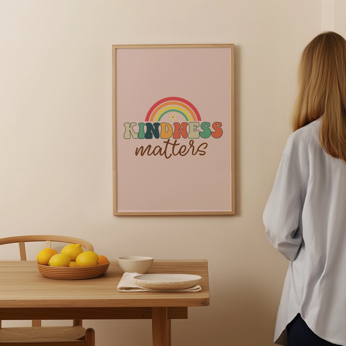 Kindness Matters Retro Rainbow Groovy Positive Quote Classroom Poster - Image 3
