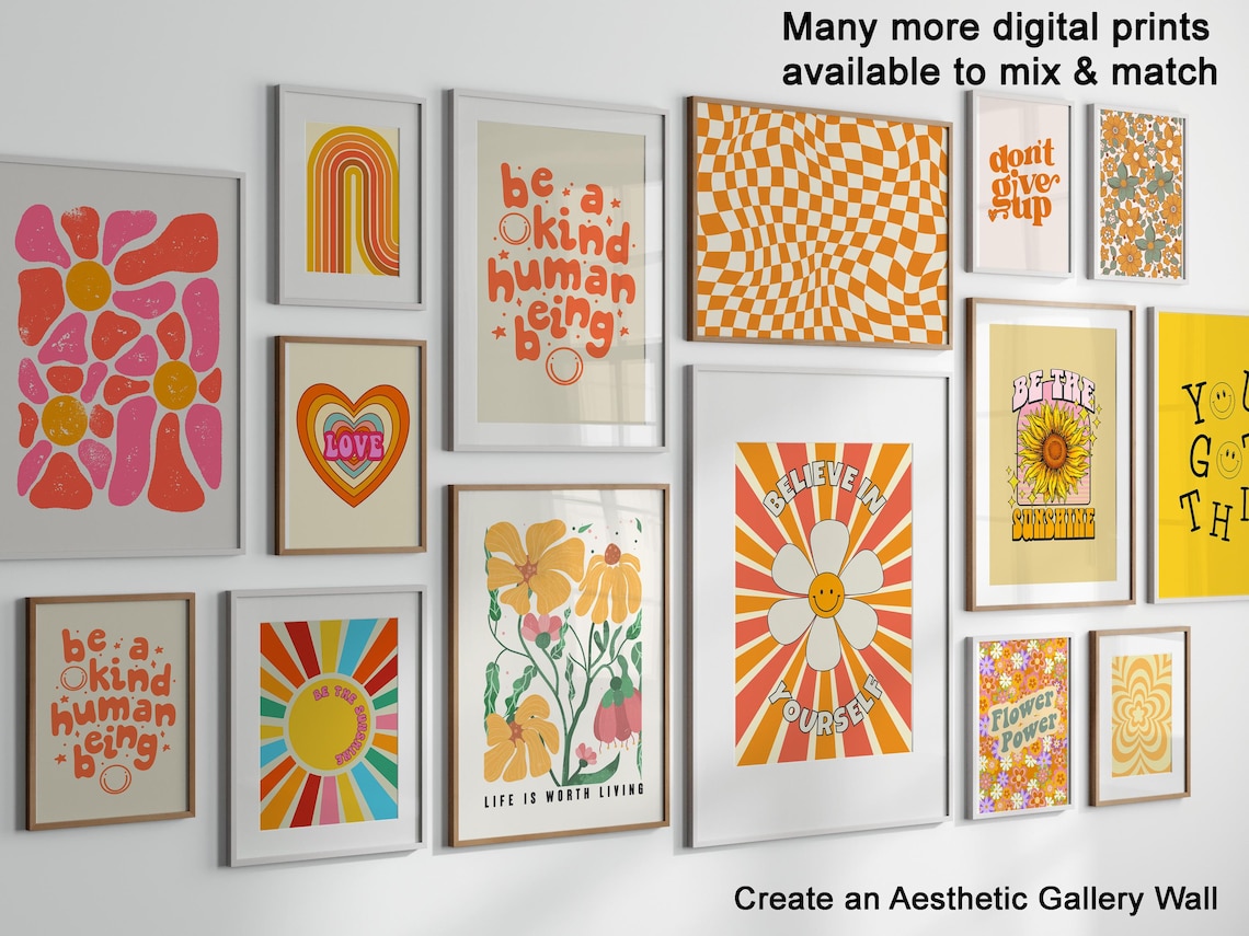 Retro Groovy Checkered Art Print, Vintage Decor - Image 2