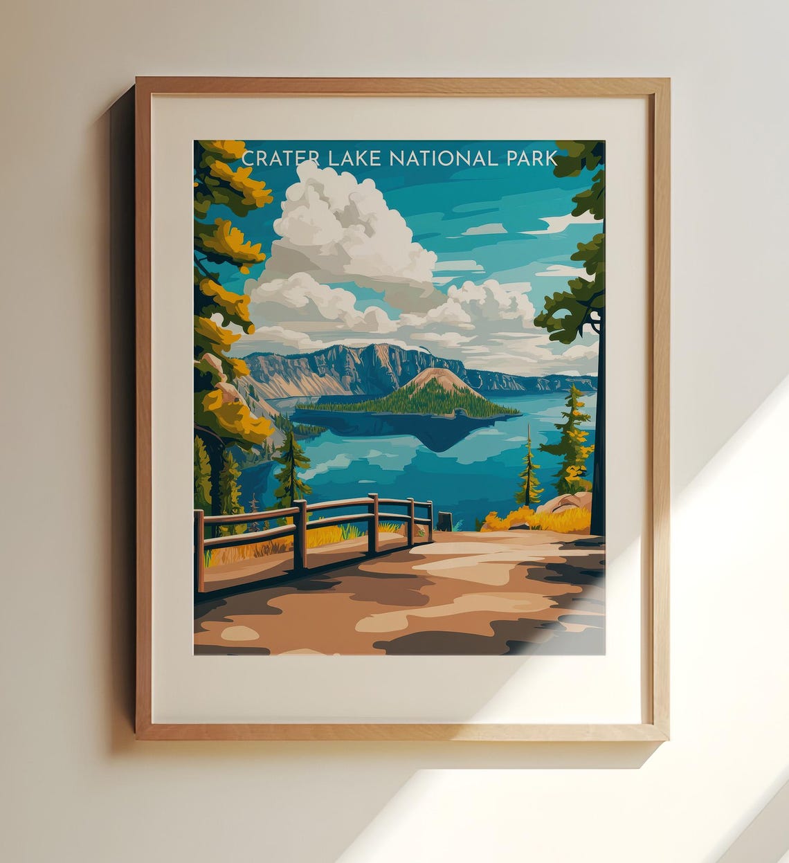 Crater Lake National Park Oregon Overlook Summer Travel Poster