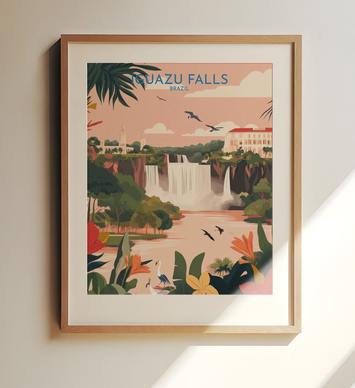 Iguazu Falls Brazil Sunset Tropical Foliage Stunning Cascade Poster