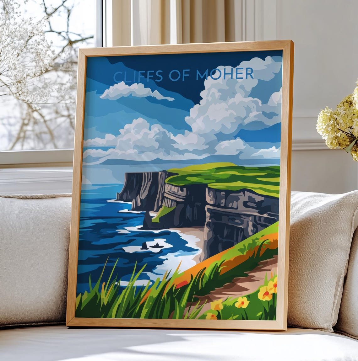 Cliffs of Moher Ireland Dramatic Cliffs Travel Poster Green Coast Art