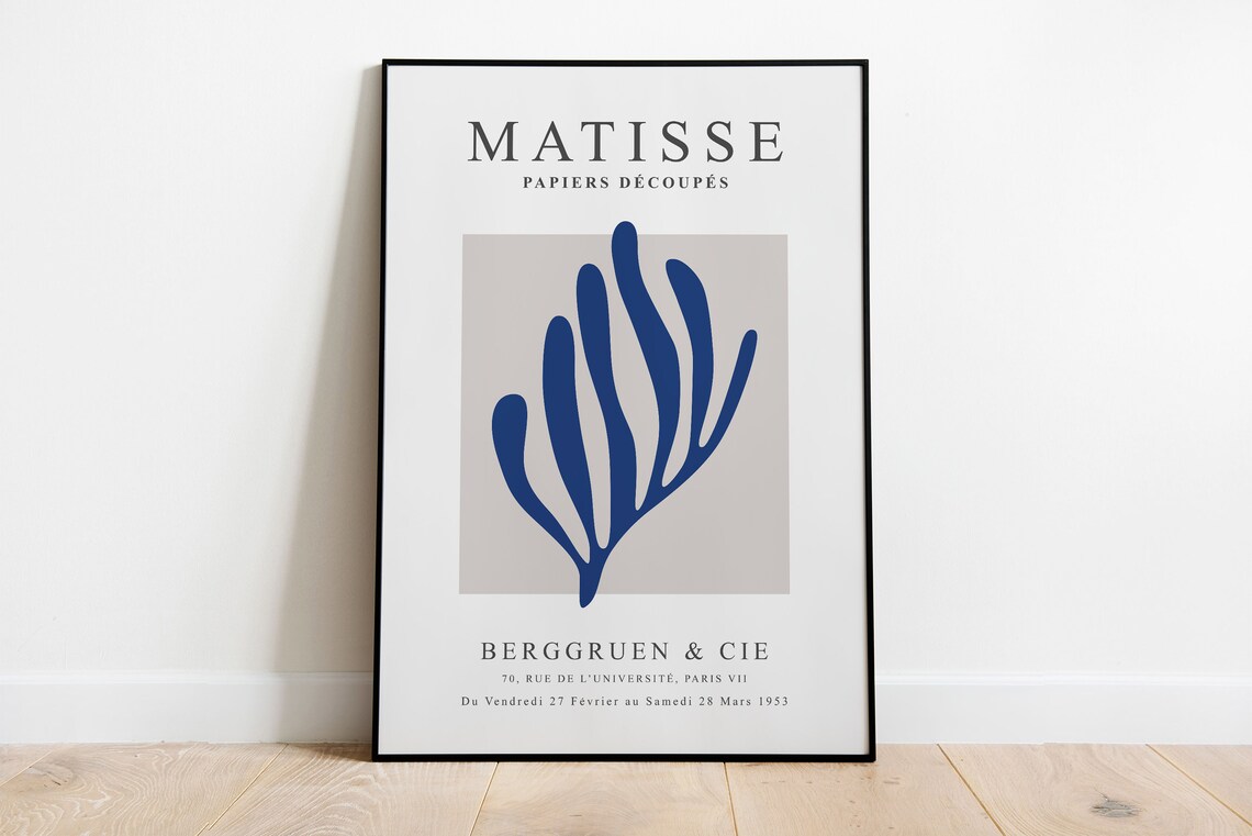 Matisse Berggruen 1953 Blue Cut Paper Frond Gallery Style Poster
