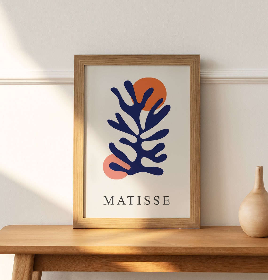 Matisse Navy Blue Branch Coral Sun Modern Gallery Art Poster - Image 2