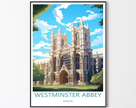 Westminster Abbey Poster Wall Art London Travel Print England Illustration Wanderlust Gift For Friends
