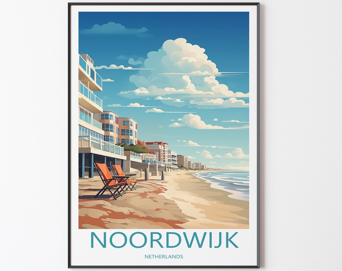 Noordwijk Poster Wall Art Travel Illustration Print Netherlands Gift For Friends