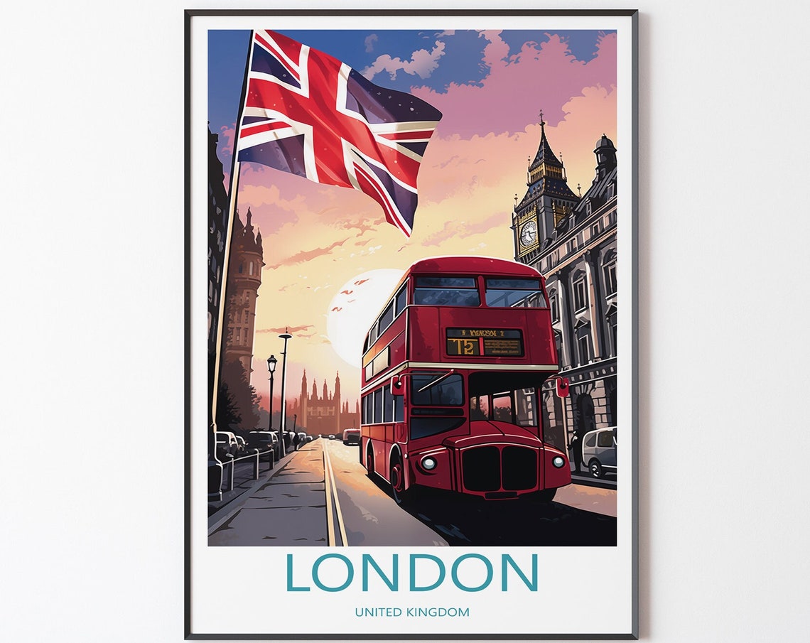 London Poster Wall Art Travel Print Illustration England Gift For Friends