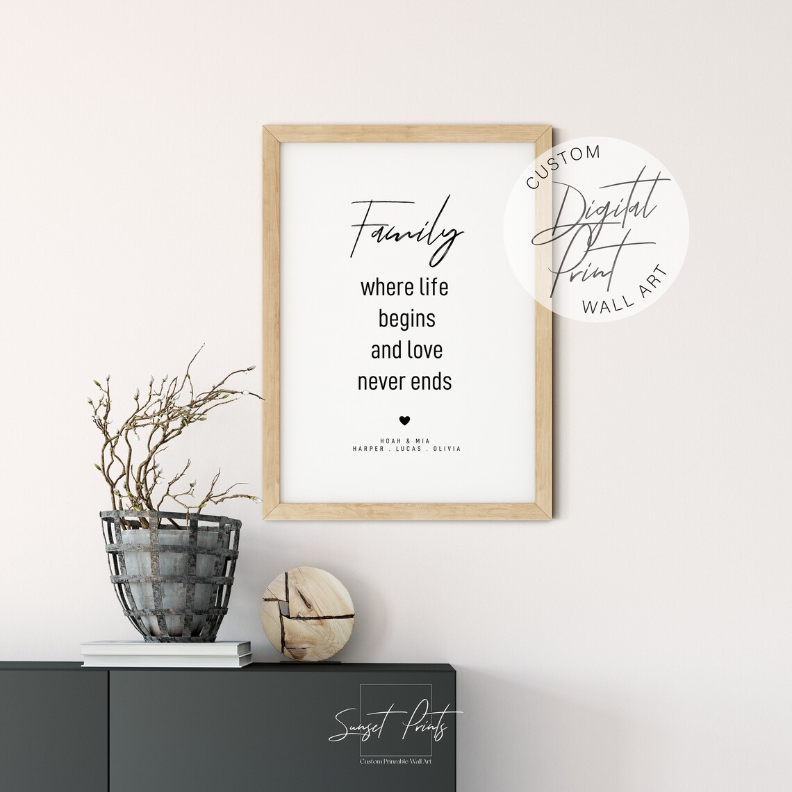 Family Where Life Begins And Love Never Ends Personalized Quote Poster - Image 5