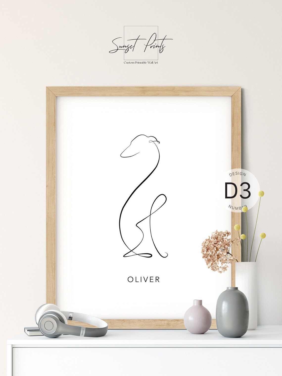 Greyhound Customizable Line Art Poster, Dog Lover - Image 3