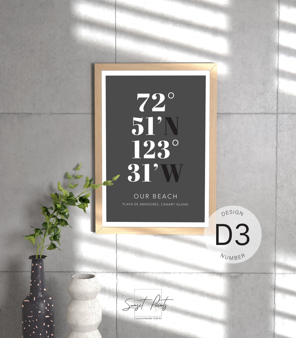 Custom GPS Coordinates Teal Poster Personalized Beach Location Anniversary Gift - Image 3