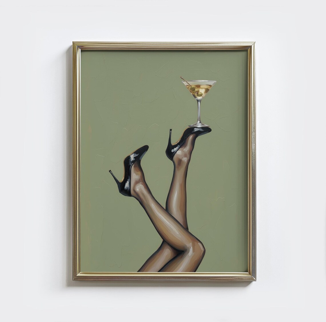 Dirty Heels Retro Cocktail Art Print, Vintage Bar Cart