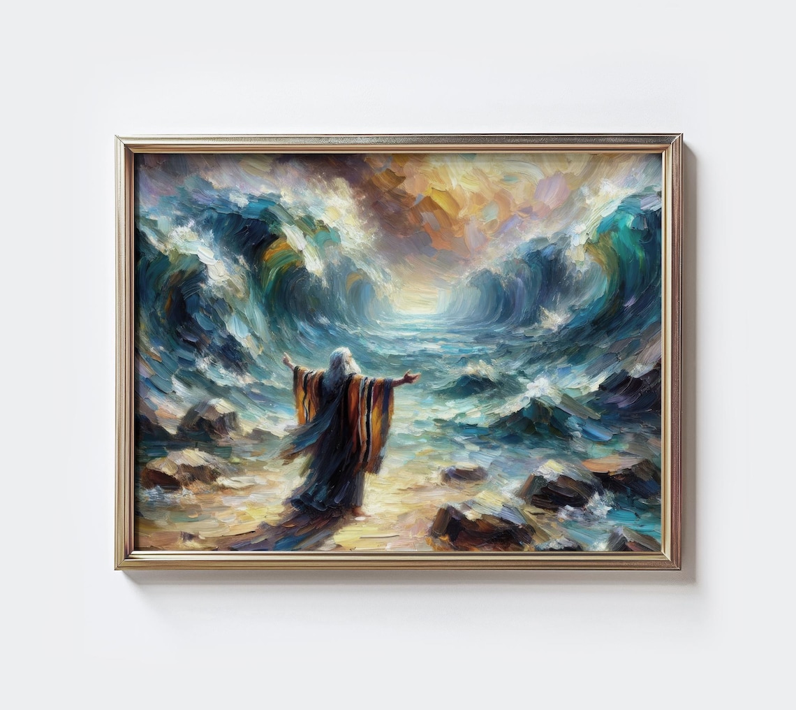 Moses Parting Red Sea Scripture Art Print