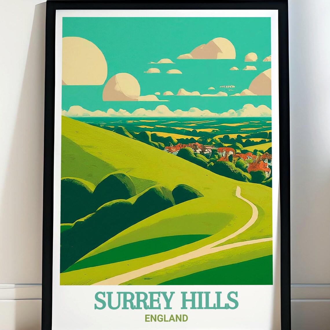 Box Hill Rolling Green Chalk Hills Surrey Hills England Nature Poster