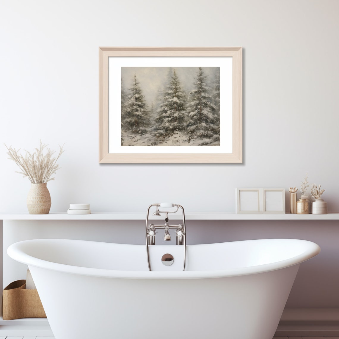 Snow-Covered Evergreen Trees In A Misty Winter Forest Poster - Image 4