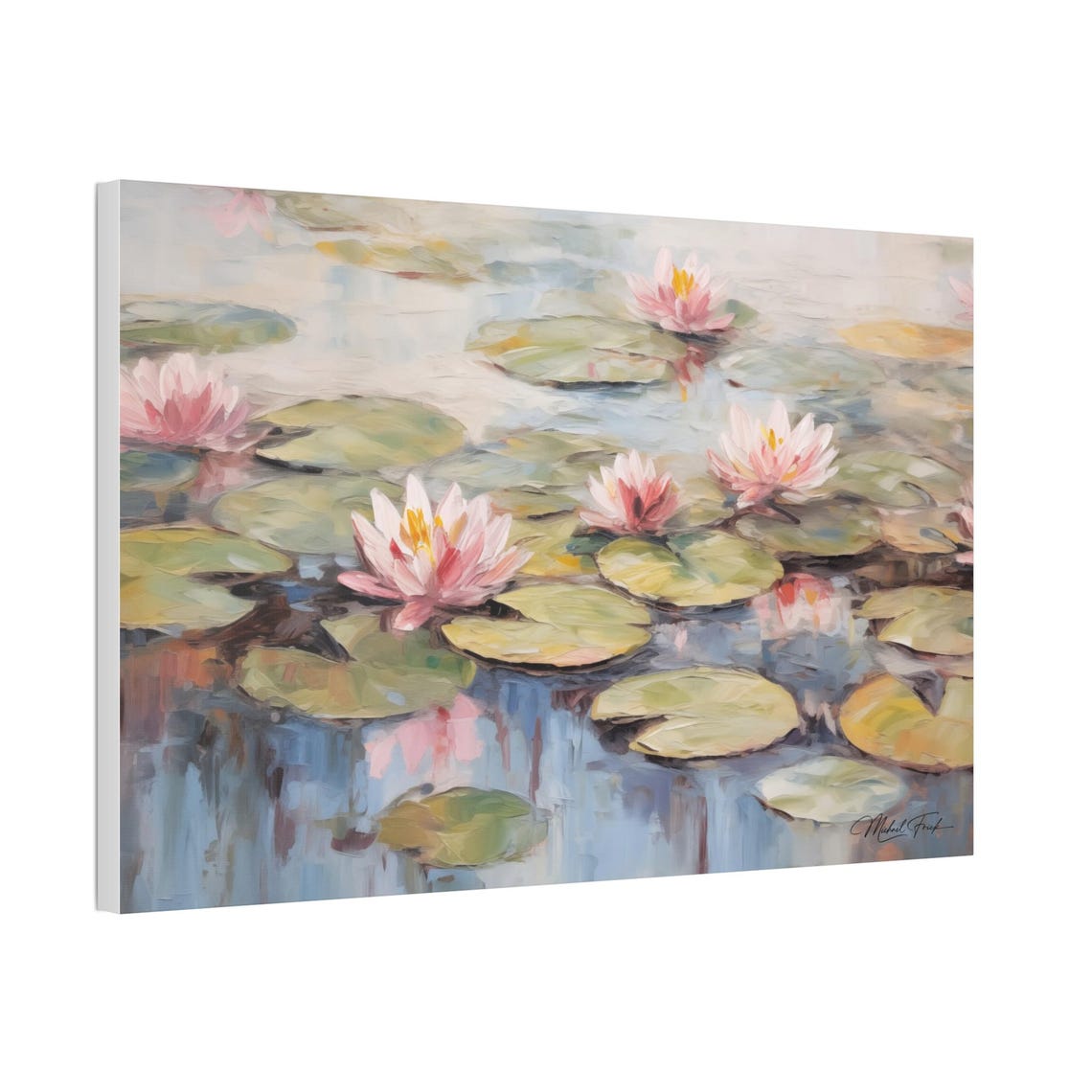 Pink Water Lilies Pond Bloom Classic Floral Art Scene Poster - Image 5