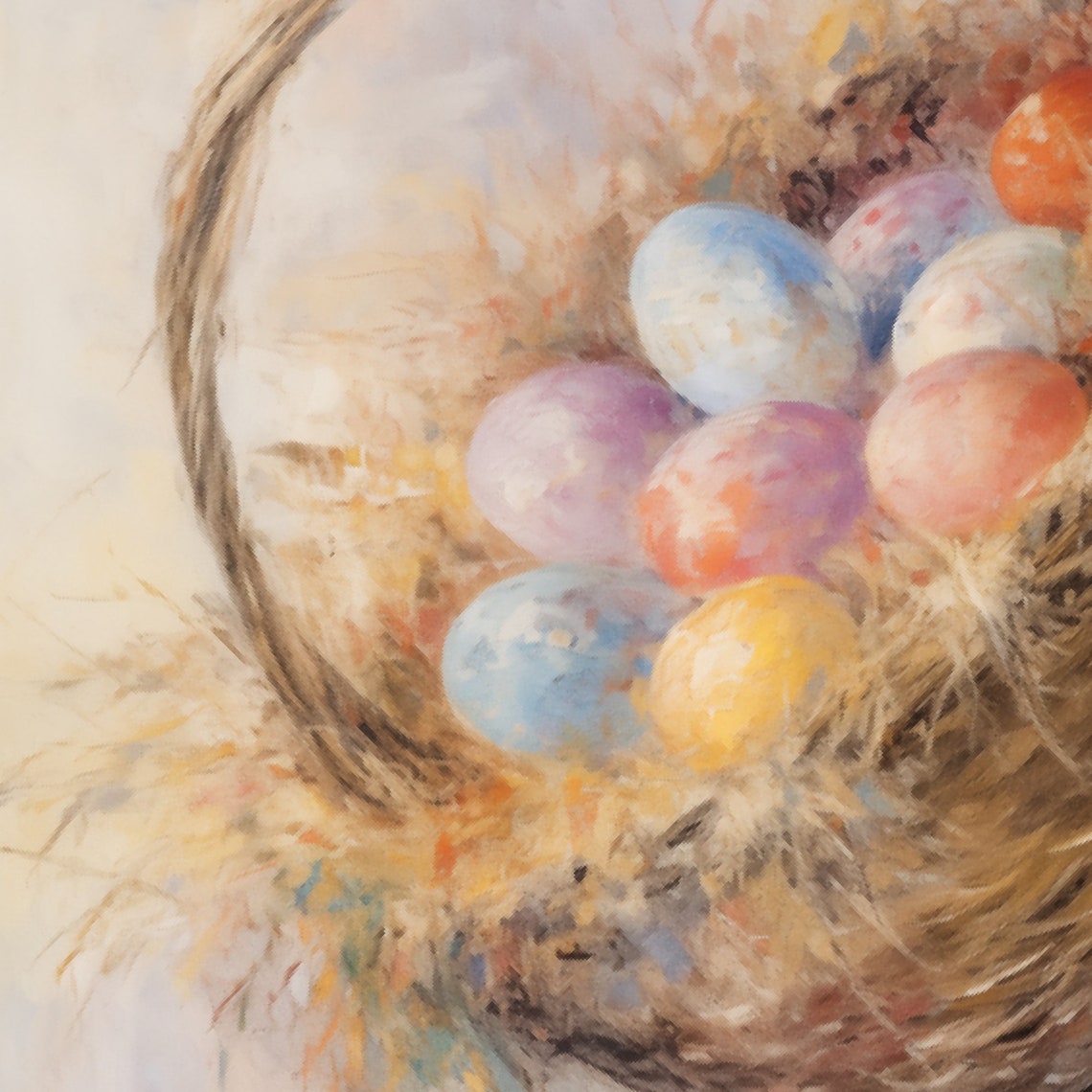 Woven Basket Of Colorful Easter Eggs In Soft Pastel Tones Poster - Image 5