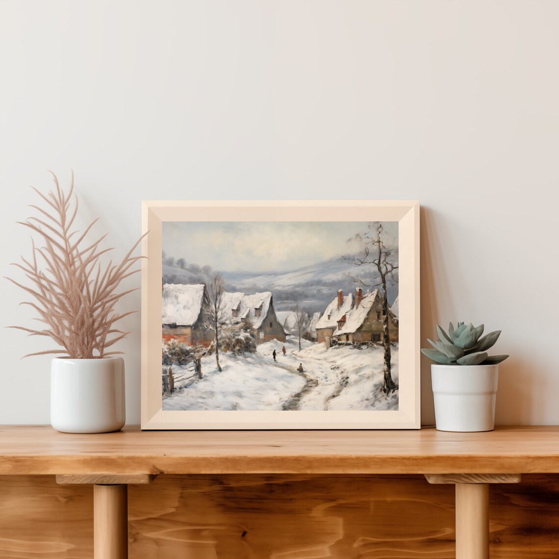 Snow Covered Village With Thatched Cottages Winter Wall Poster - Image 5