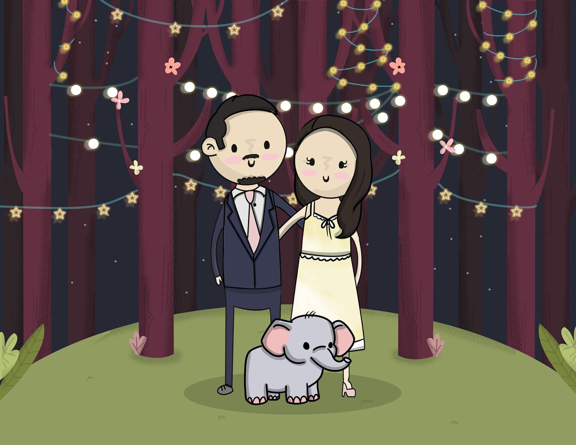 Custom Family Portrait Drawing, Personalized Art Print