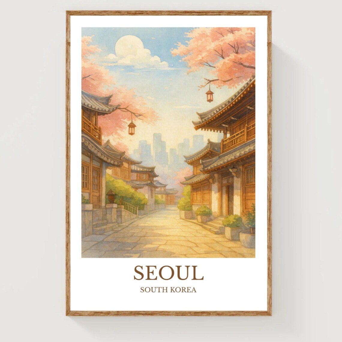 Seoul Watercolor Design Poster, South Korea Travel Poster
