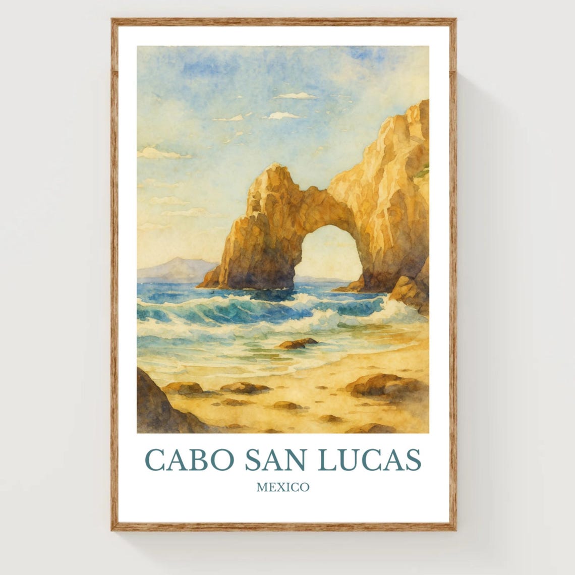 Cabo San Lucas Watercolor Design Poster Mexico Print Wall Art