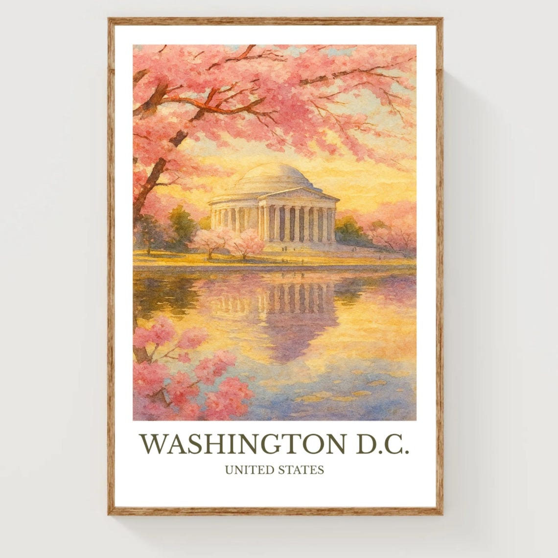 Washington DC Cherry Blossom Jefferson Memorial Travel Poster