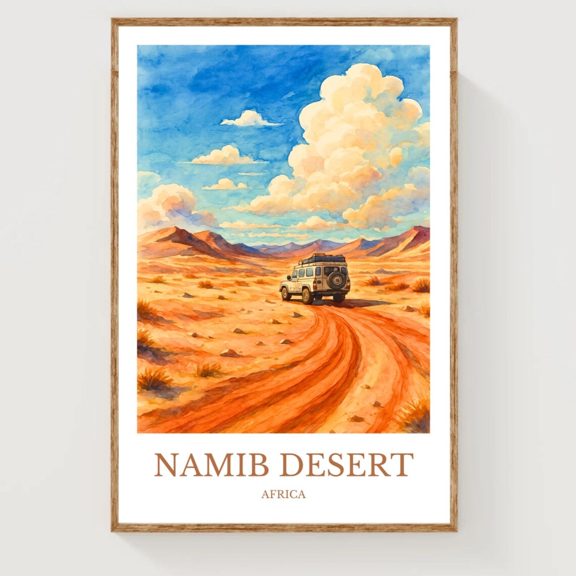 Namib Desert Africa Red Sand Off Road Adventure Watercolor Travel Poster