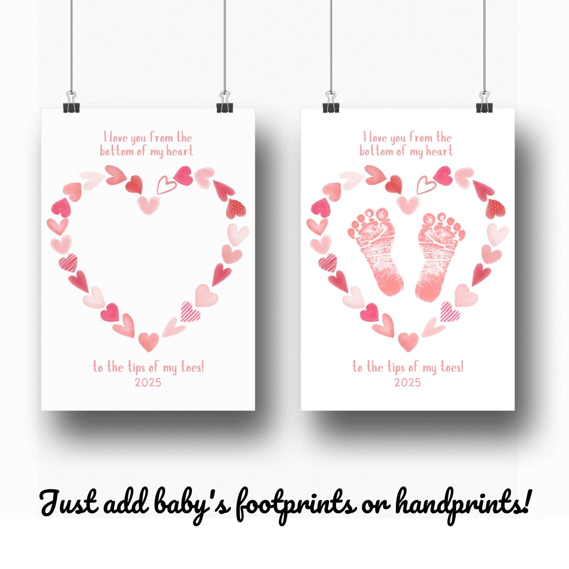 Bottom Of My Heart Footprint Keepsake Valentine Art - Image 3
