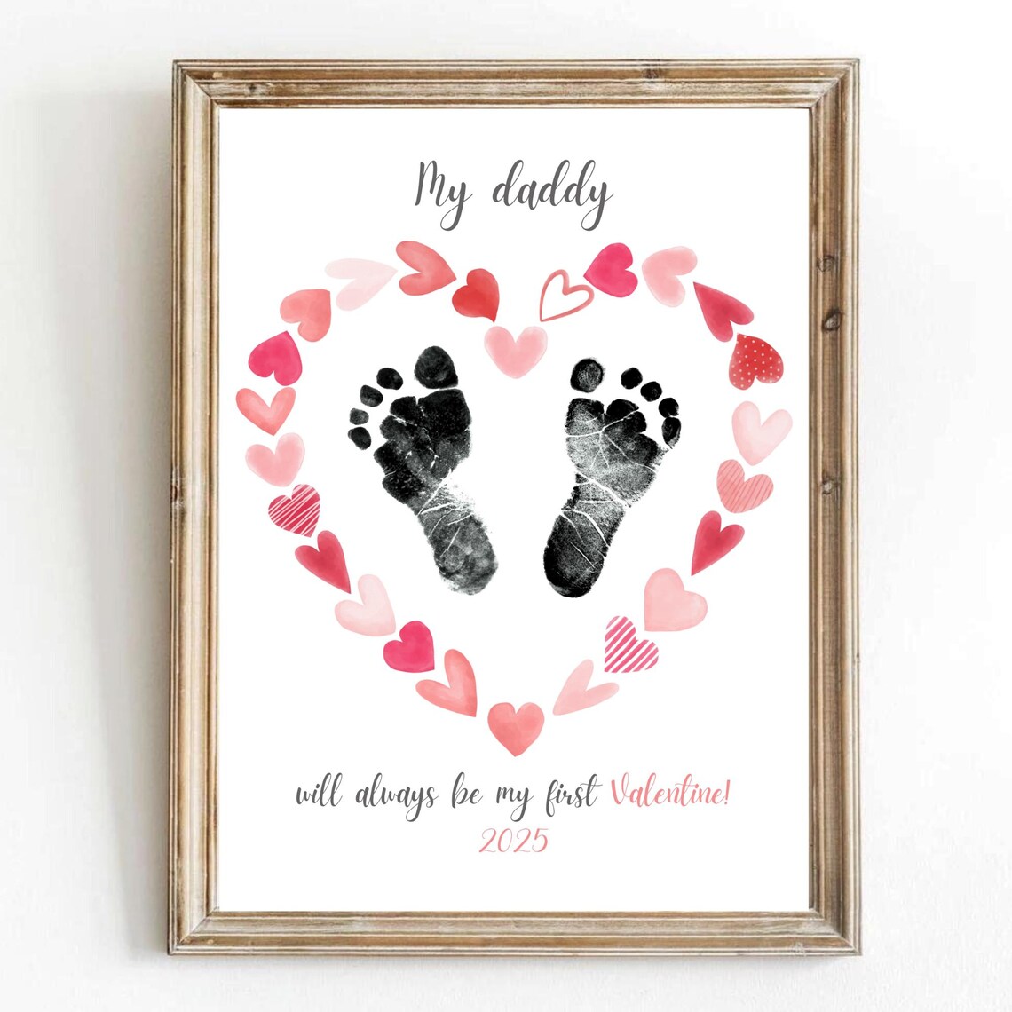 Daddy You're My First Valentine Handprint Heart Print